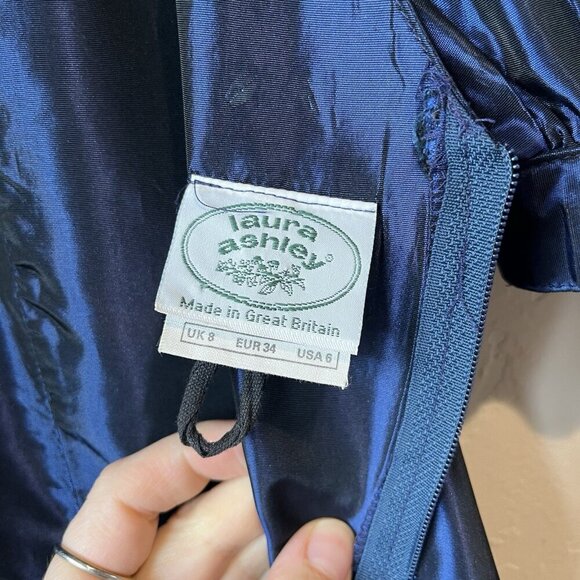 Vintage 1980s Laura Ashley Midnight Blue Princess Dress Evening Gown‎ Prom Event - Picture 10 of 10